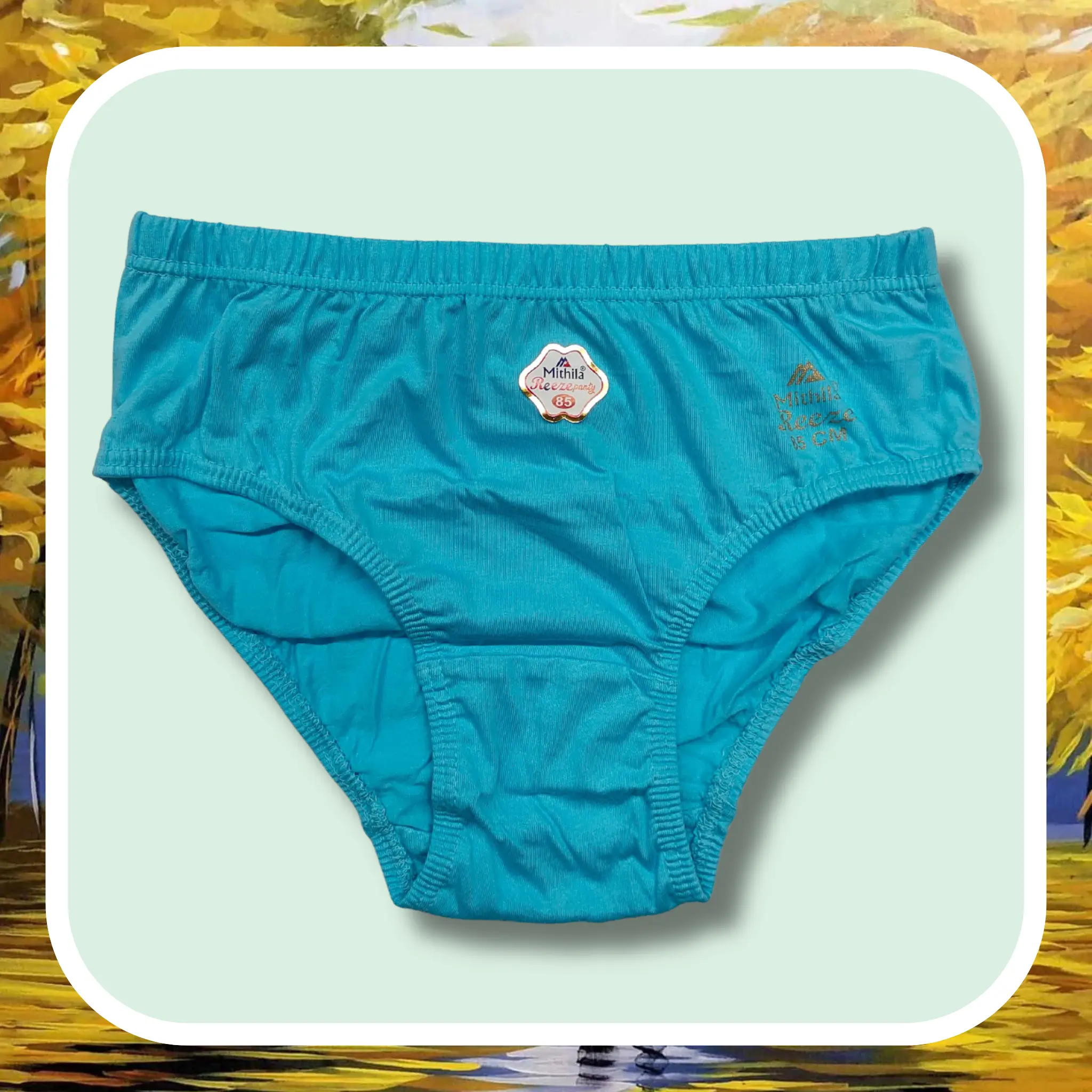 Mithila Reeze 100% cotton panty in light blue, showing the covered waistband